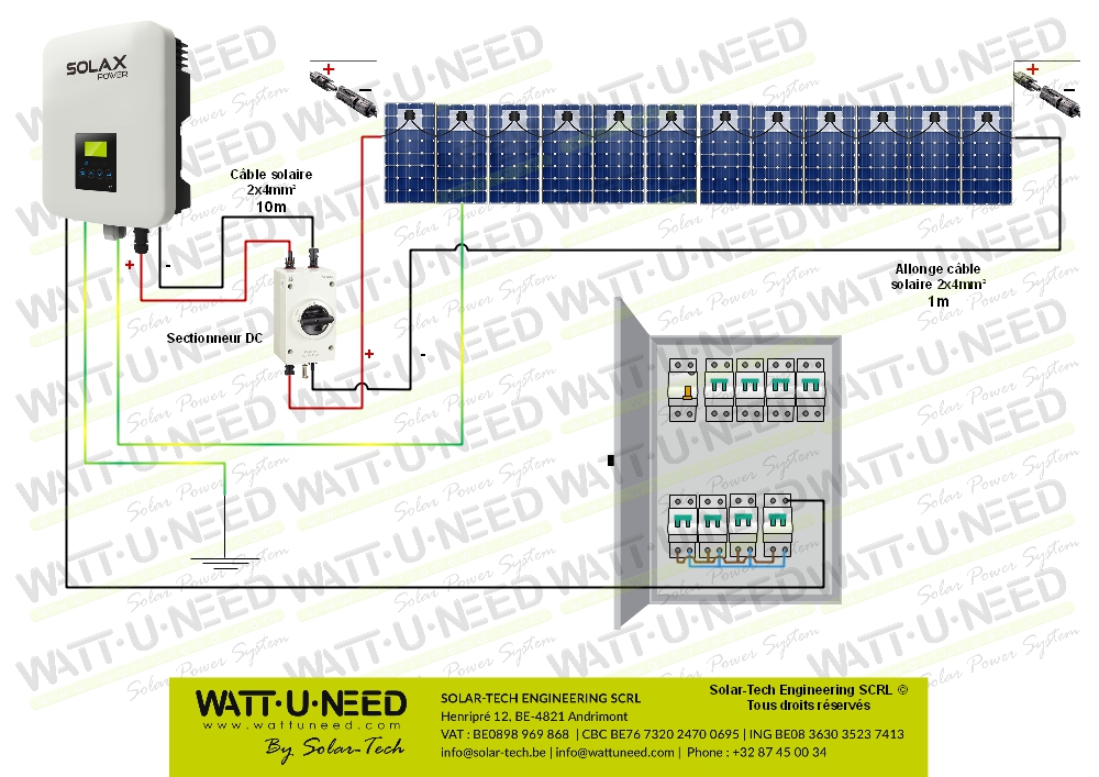 Kit 12 panneaux autoconsommation / réinjection 5000W sans stockage